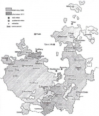 Historie obce Radenín v 17. století-mapa